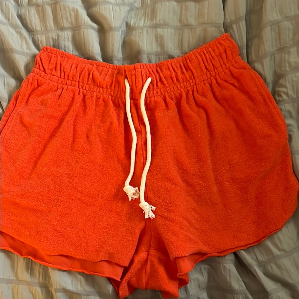 Women's Coral Orange Drawstring Shorts